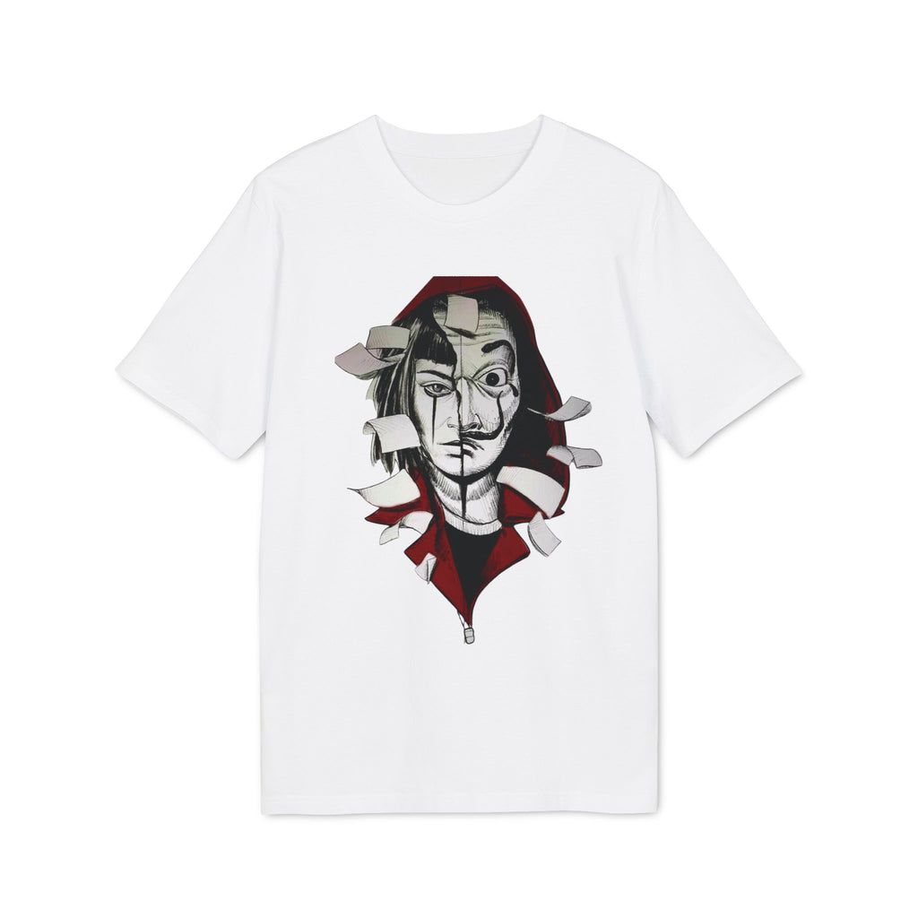 Abstract Mask Portrait T-Shirt — Surreal Ripped Face Graphic Tee