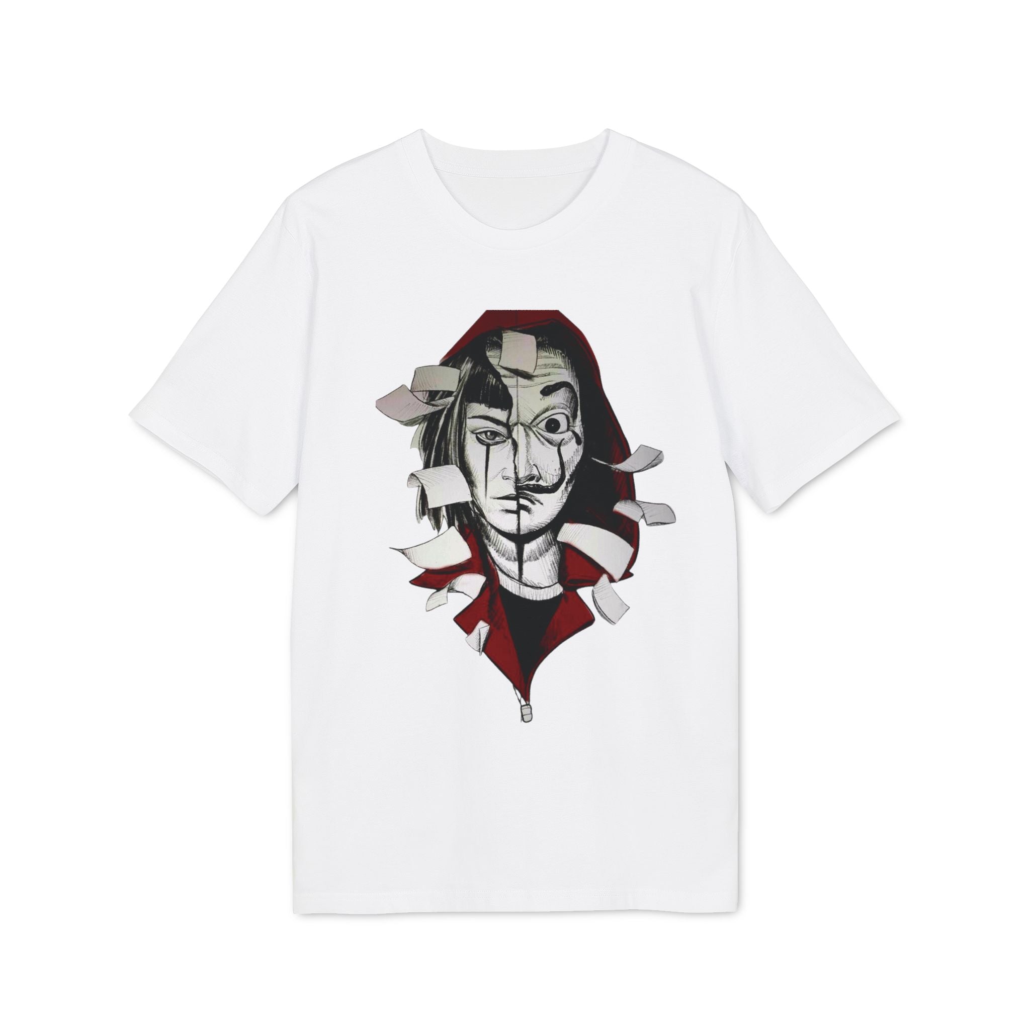 Abstract Mask Portrait T-Shirt — Surreal Ripped Face Graphic Tee